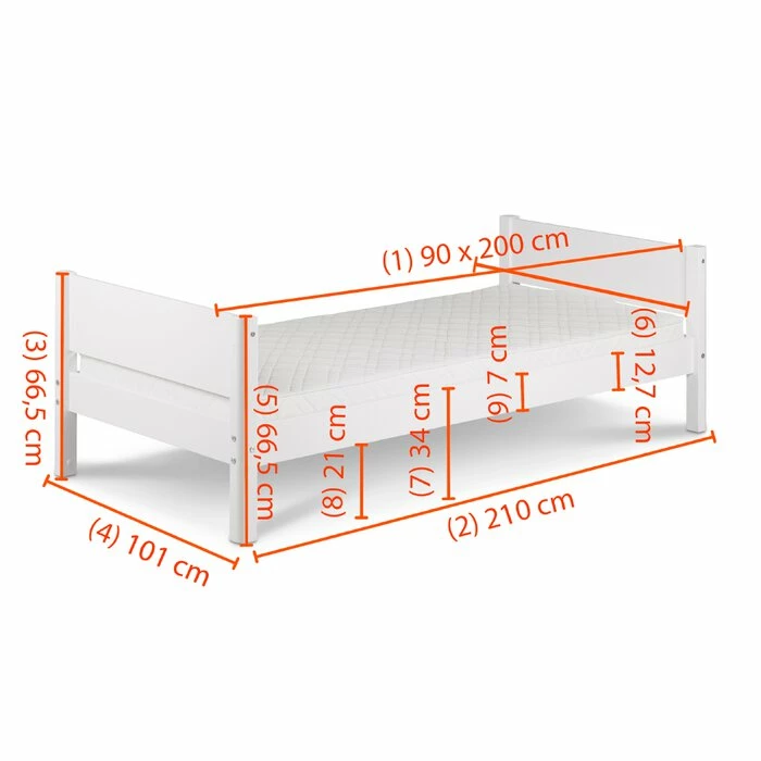 Bett White 90 X 200 Cm 2 Bett White 90 X 200 Cm – Bild 2