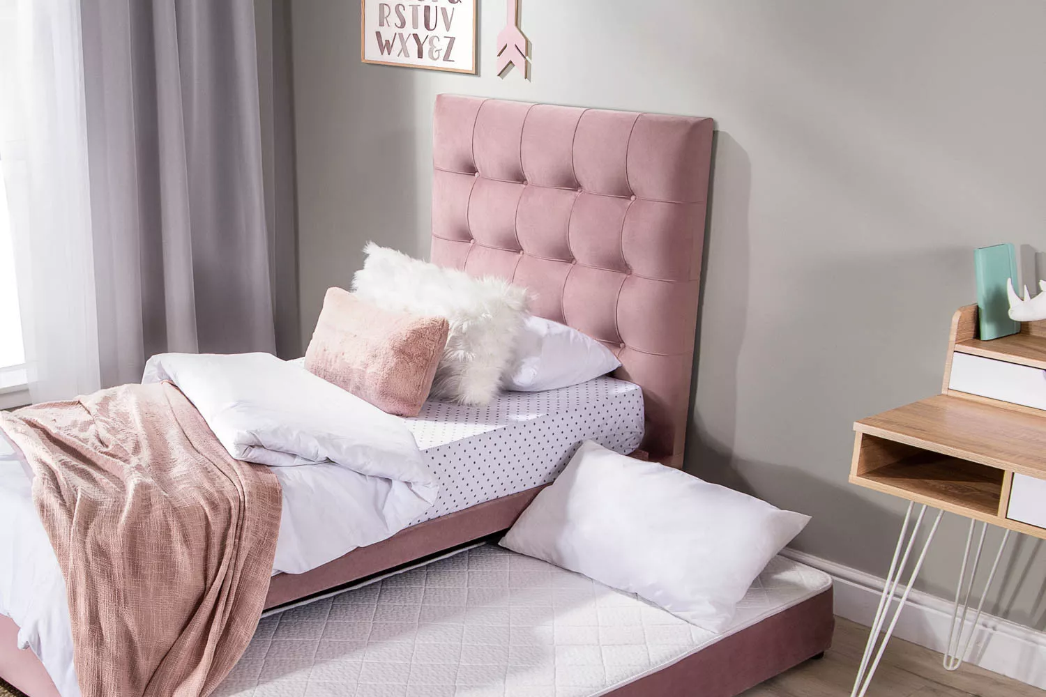 Maison Verkäufe -Maison Verkäufe jupiter dual function bed ariella single velvet pink 1